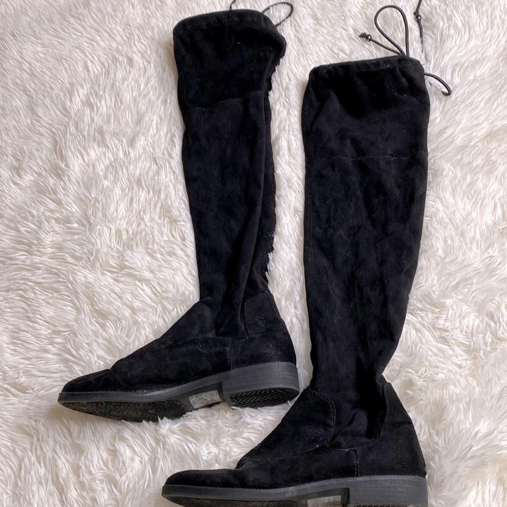 Rampage Black Faux Suede Over The Knee Boots Size 6.5 Excellent Condition